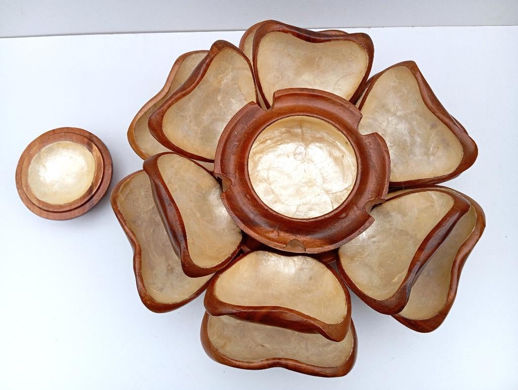 table tournante en bois/perle, Antiquités & Art, Enlèvement ou Envoi