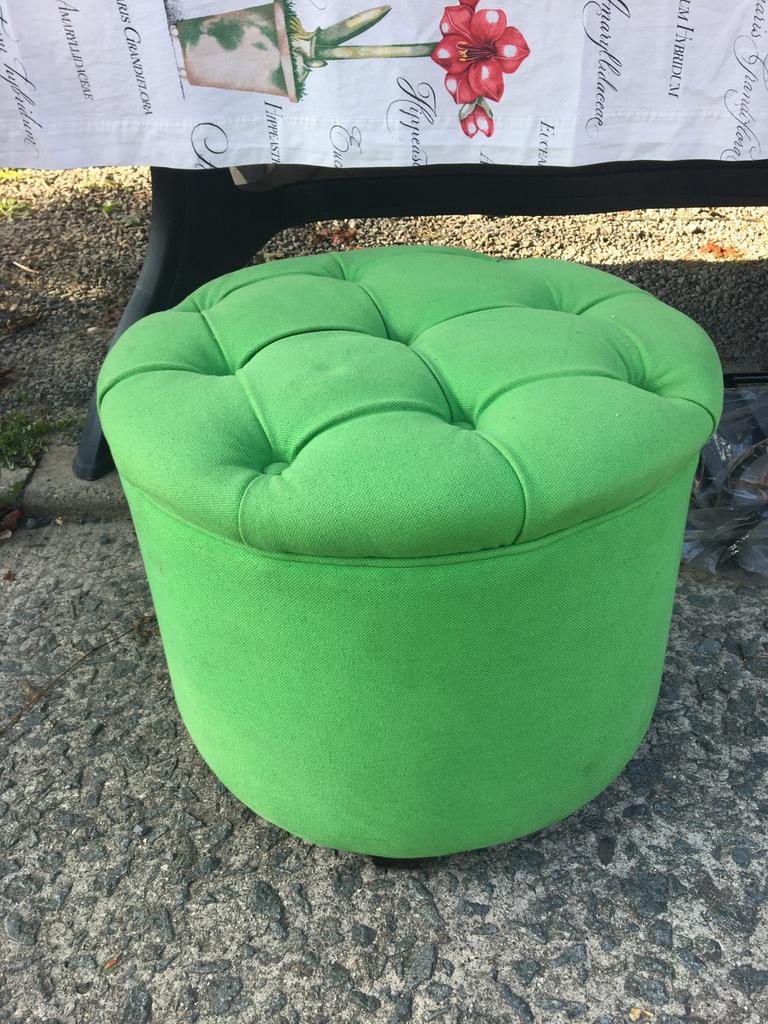 Poef, voetenbank, Ophalen, Gebruikt, Groen, Textiel