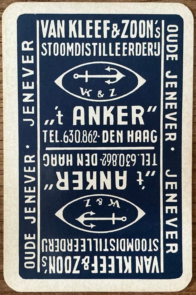 Speelkaart OUDE JENEVER/‘t ANKER/DEN HAAG, Verzamelen, Speelkaarten, Jokers en Kwartetten, Ophalen of Verzenden, Zo goed als nieuw