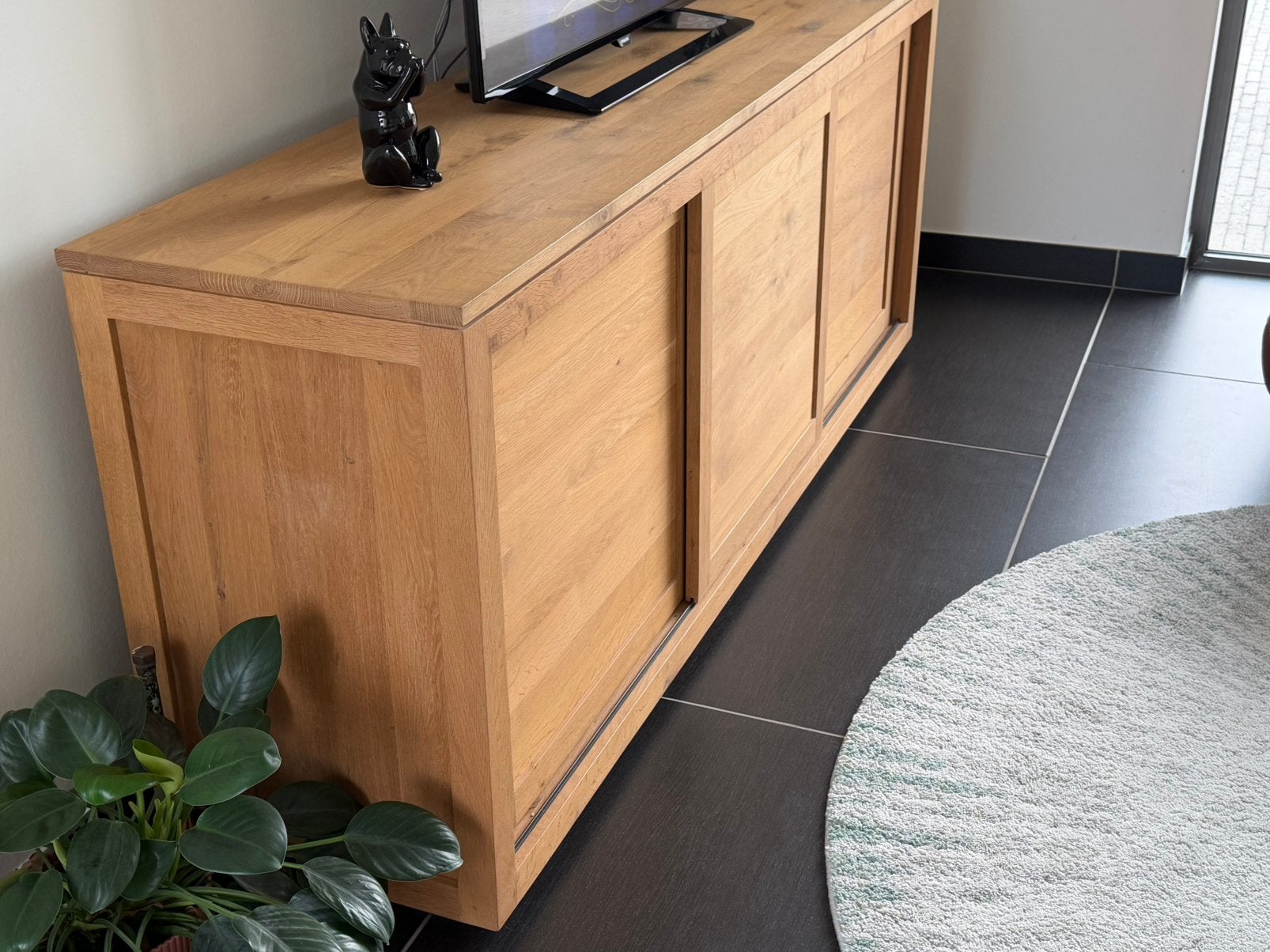 Ethnicraft Massief Eiken Dressoir / TV-meubel (200 cm), Ophalen, Zo goed als nieuw, Eikenhout