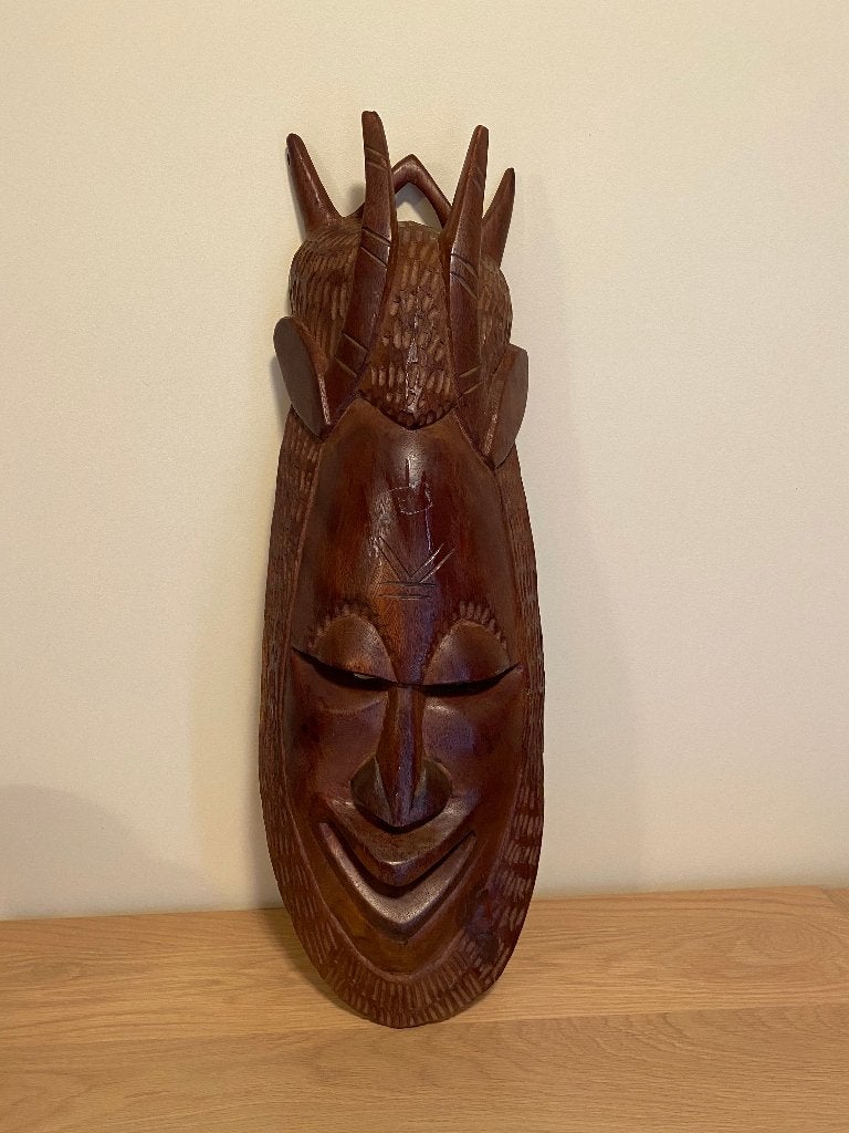 Afrikaans gesneden houten masker, Bruin, Afrika, Masker, 30 cm