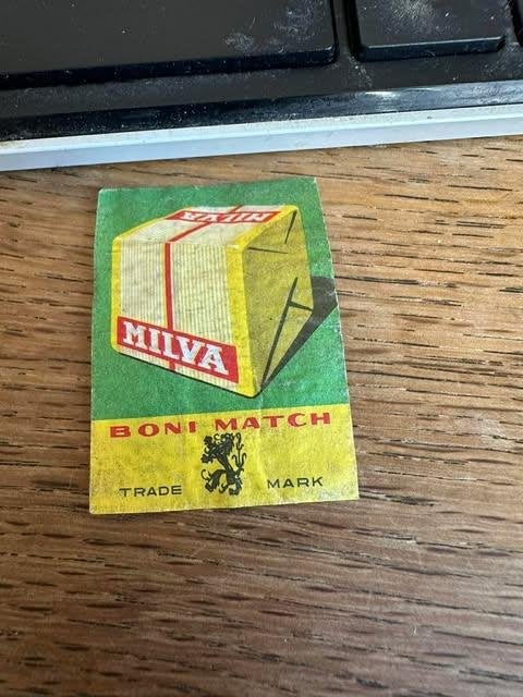 etiket label luciferdoos Boni match Milva, Verzamelen, Gebruikt, Ophalen of Verzenden, Boni match, Info@bonijma.lu
