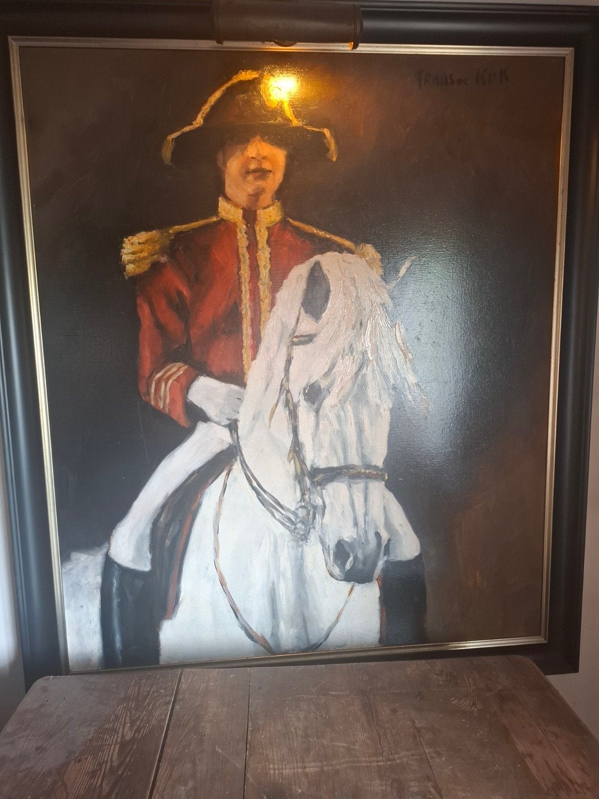 olieverf schilderij officier te paard in de weense rijschool, Antiek en Kunst, Verzenden, Olieverf