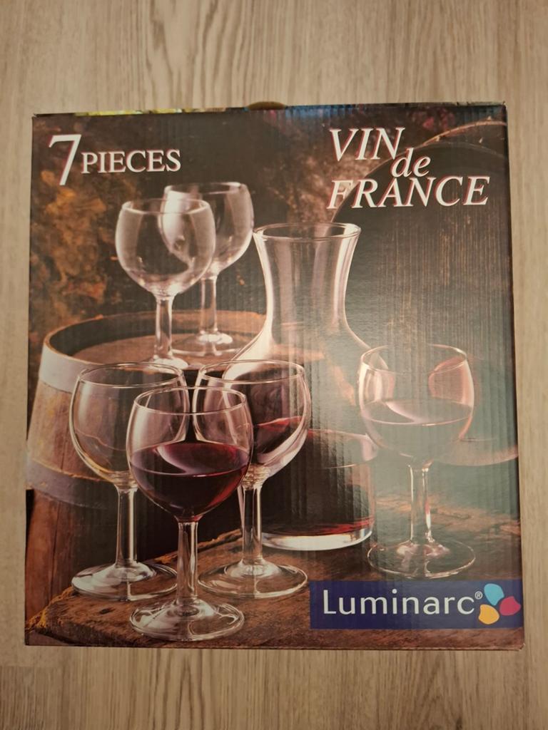 Karaf van 1 liter + 6 glazen van 19 cl/ Luminarc/ Nie, Huis en Inrichting, Ophalen, Nieuw, Glas