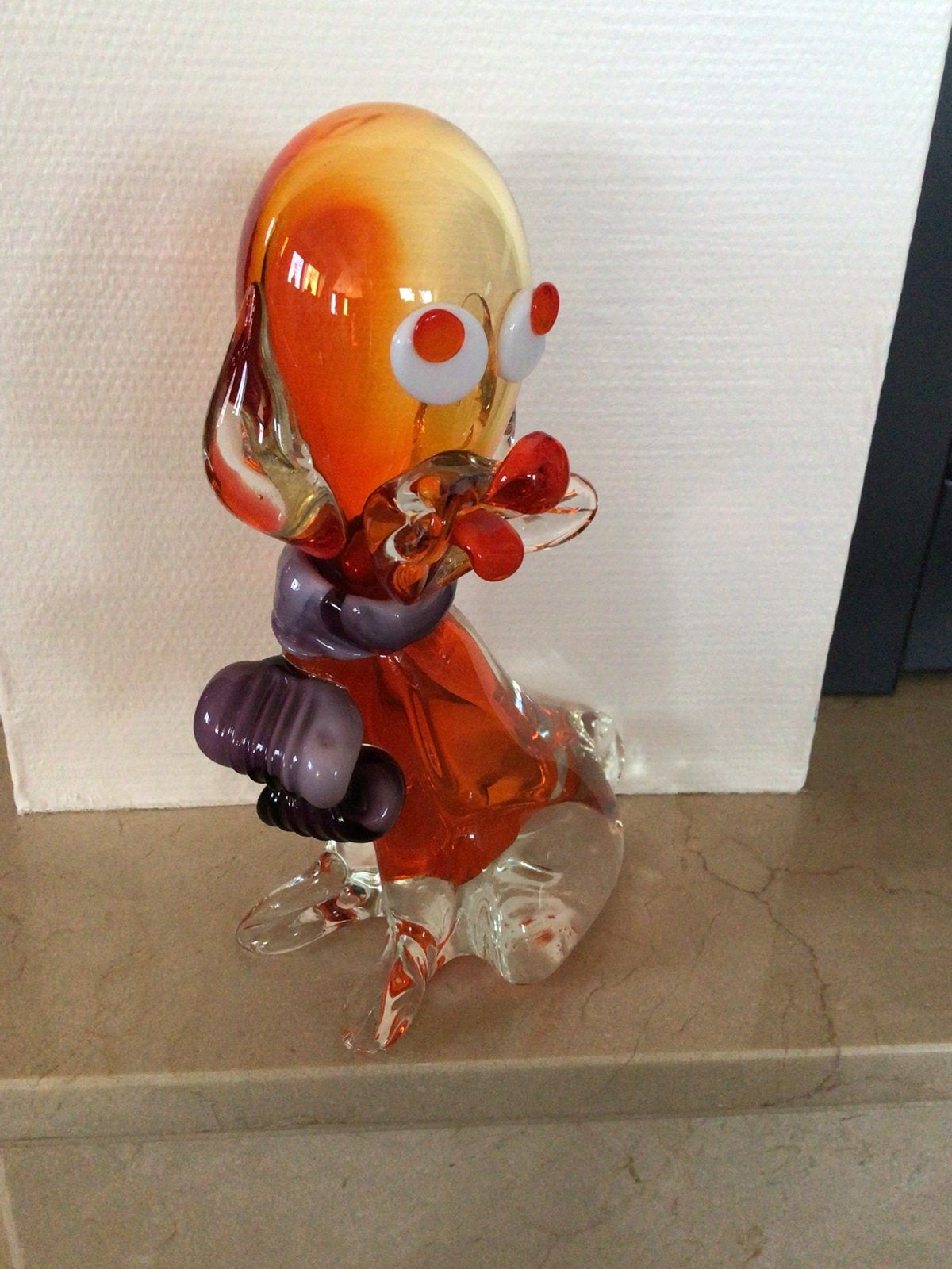 Chien sculpté vintage soufflé à la main de Murano, Antiquités & Art, Verre, 20 cm, Fait main, Poupée/figurine