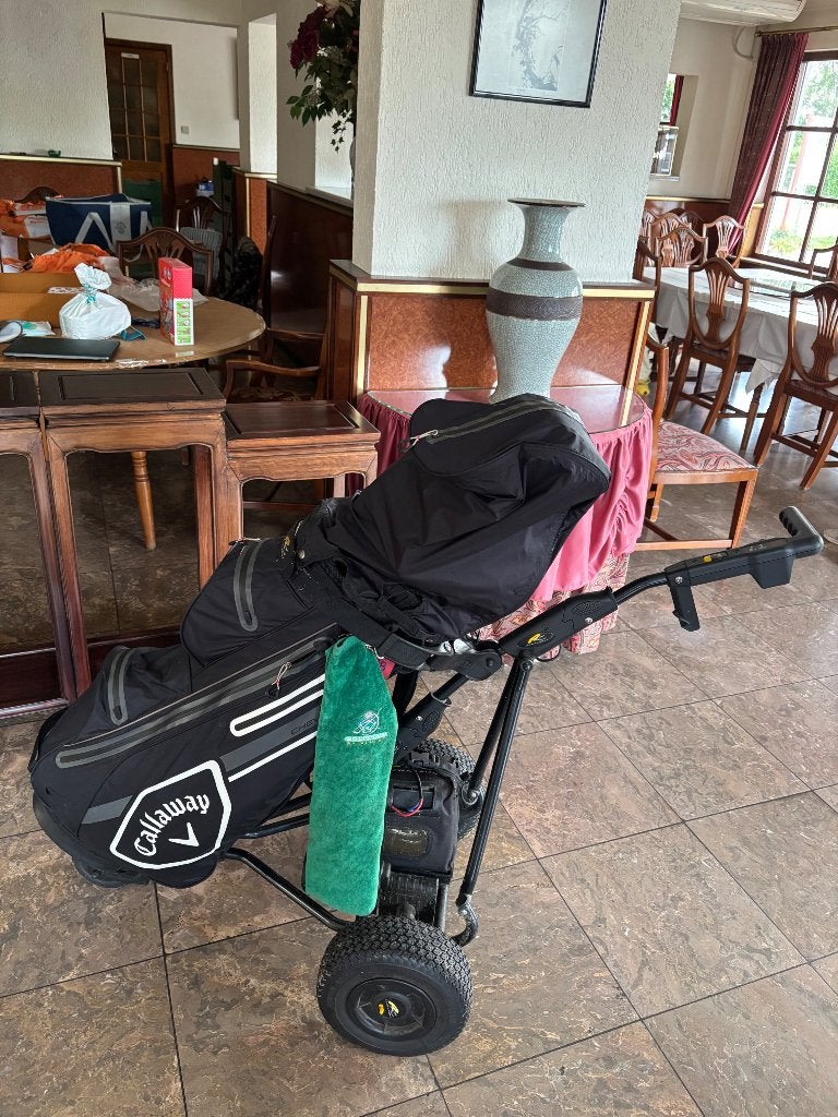 Goed werkende Powakaddy elektrische golftrolley te koop, Sports & Fitness, Golf, Enlèvement, Utilisé, Voiturette de golf, Autres marques