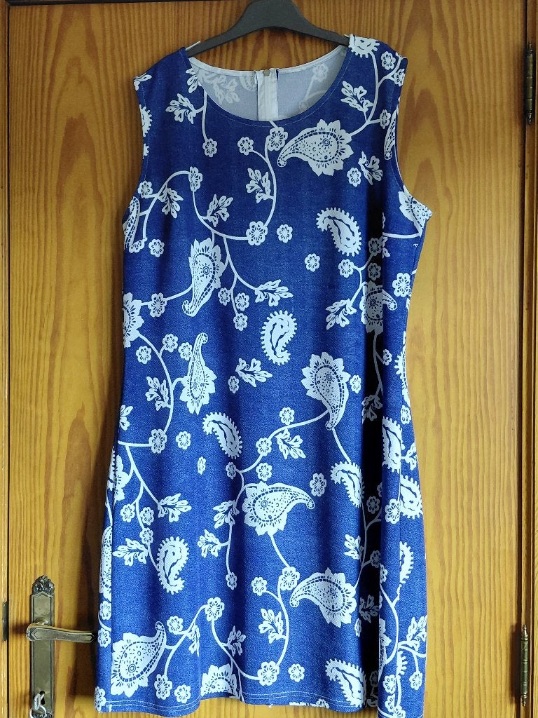 Blauw/witte zomerjurk, maat 44, ANDERE, Blauw, Maat 42/44 (L), Ophalen of Verzenden