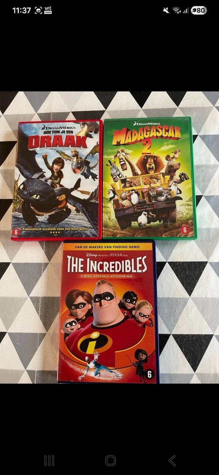 3 kinderdvd's: Draak-Madagascar-The incredibles, Ophalen of Verzenden