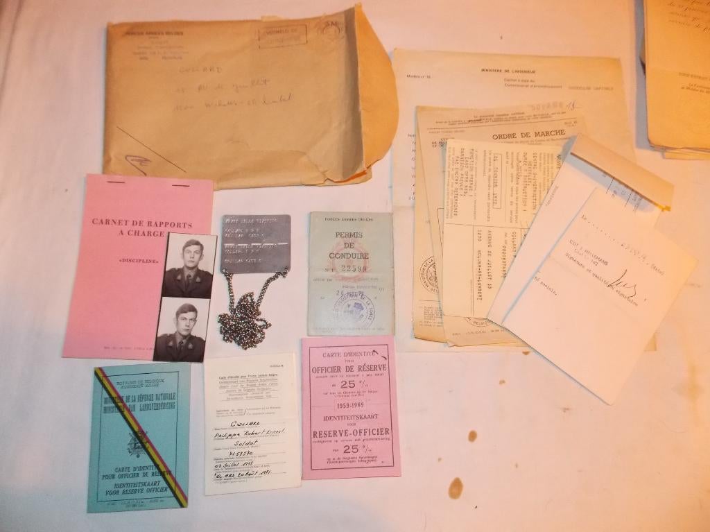 Lot de papiers Du sous lieutenant Collard, Enlèvement ou Envoi, Armée de terre, Autres types