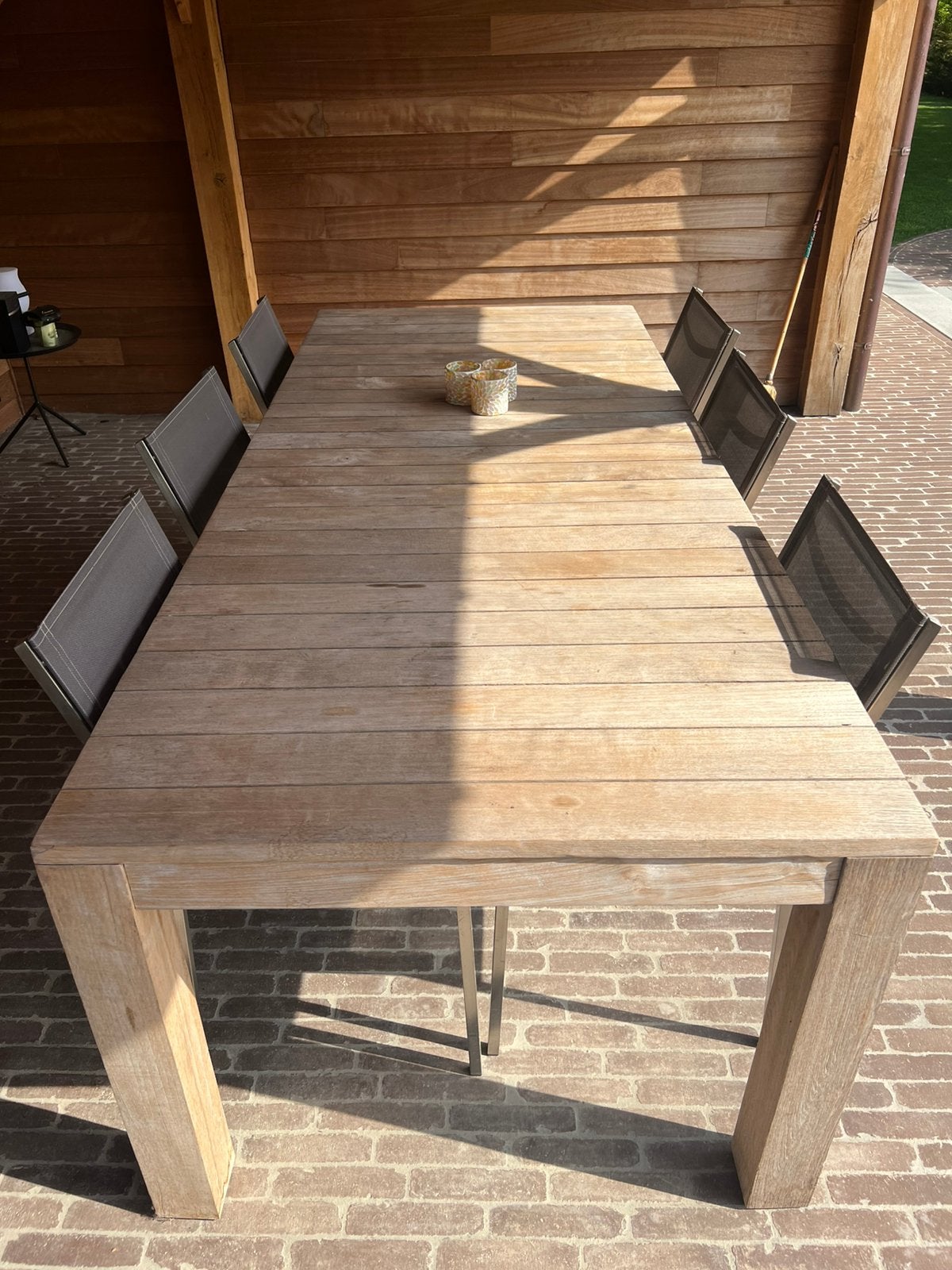 Tuintafel Teak met zes stoelen inox, Ophalen