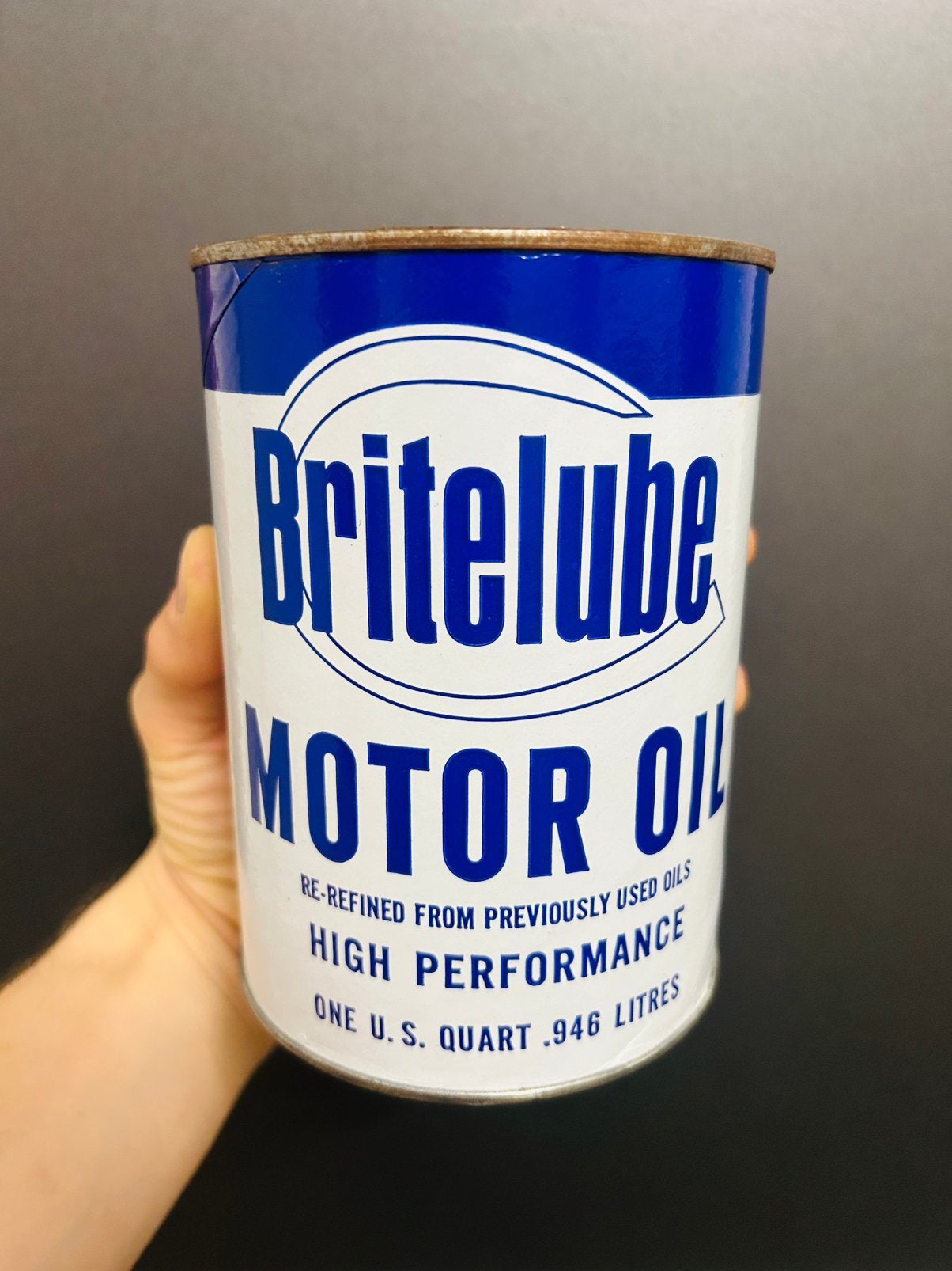 Olieblik olie blik olieblik Britelube Amerikaanse oliekan, Verzamelen, Ophalen of Verzenden, Zo goed als nieuw