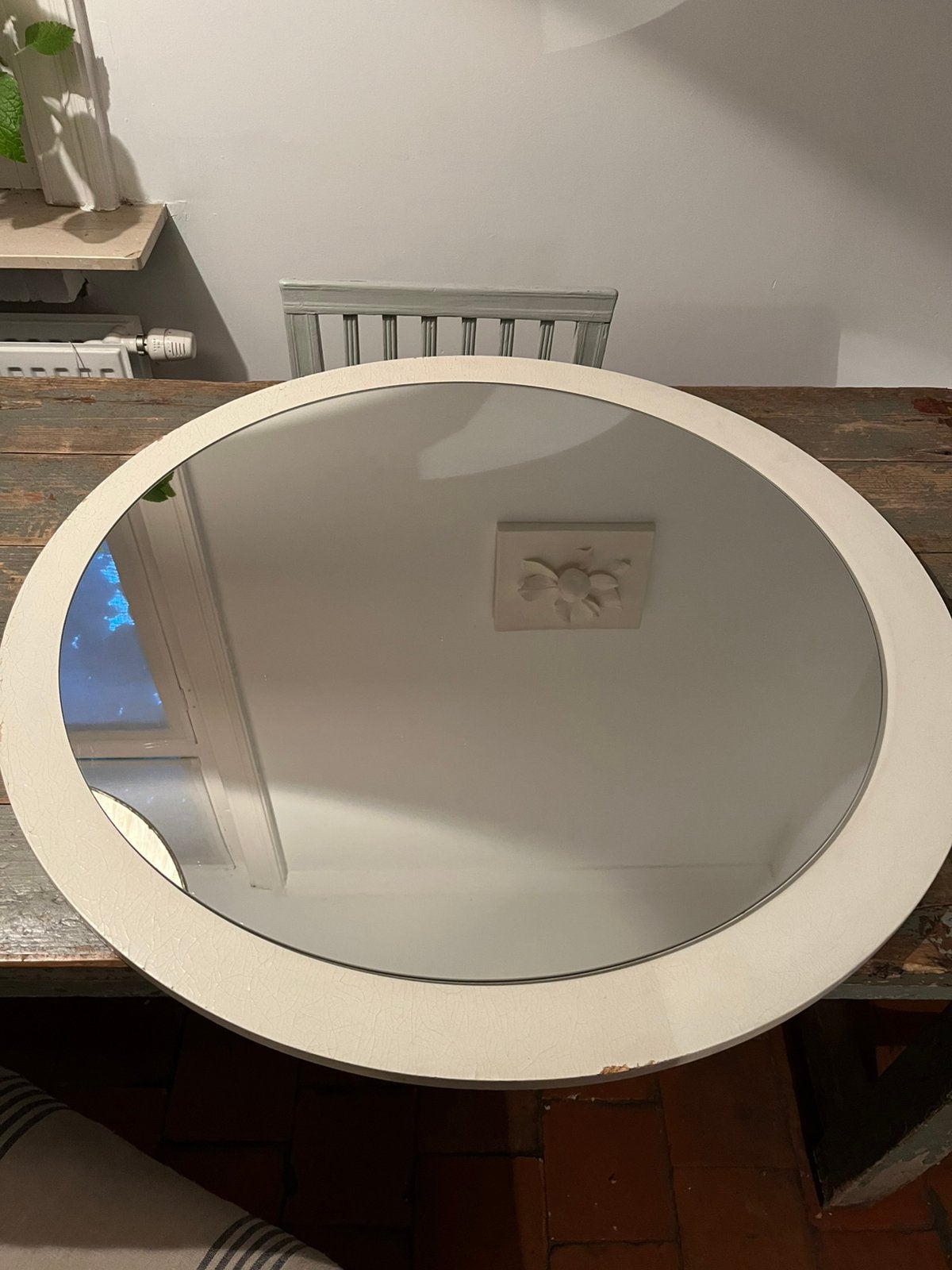 GROTE RONDE VINTAGE RETRO SPIEGEL 80 CM, Huis en Inrichting, Ophalen, Gebruikt, Rond, Minder dan 100 cm