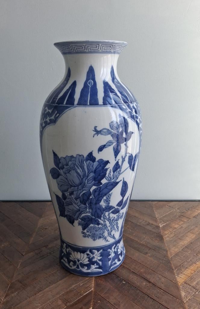 Vase en céramique bleu blanc, Enlèvement ou Envoi, Utilisé, Blanc
