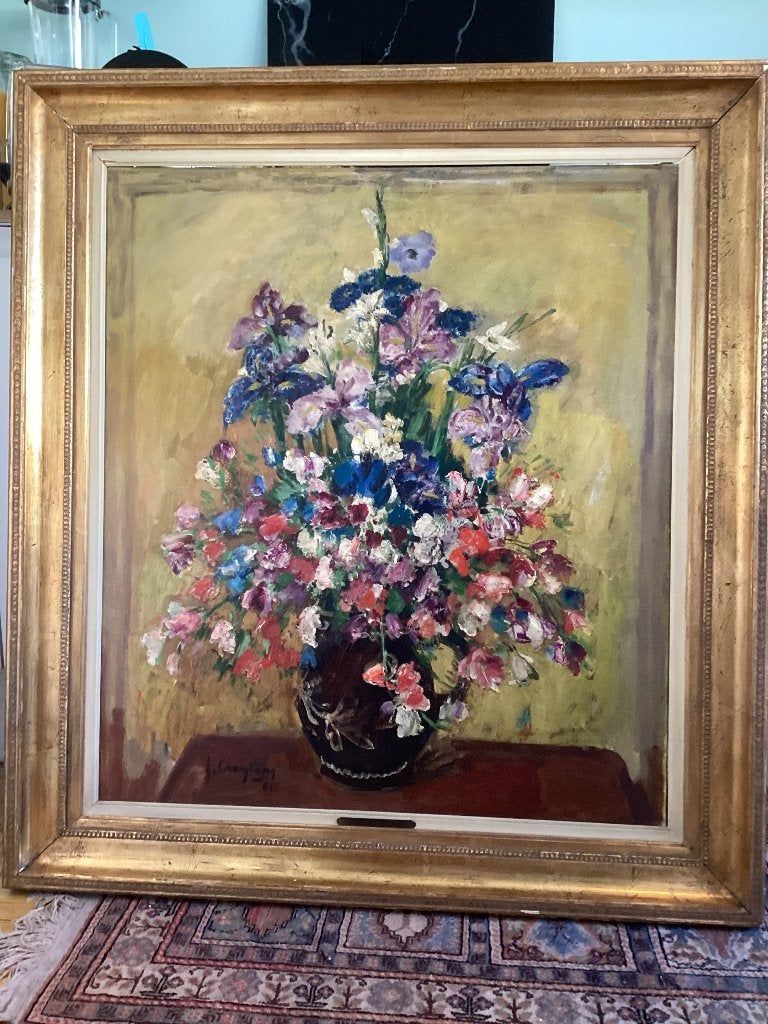 Schilderij Bloemenboeket. P011/Ab., Ophalen, Gedateerd, Doek