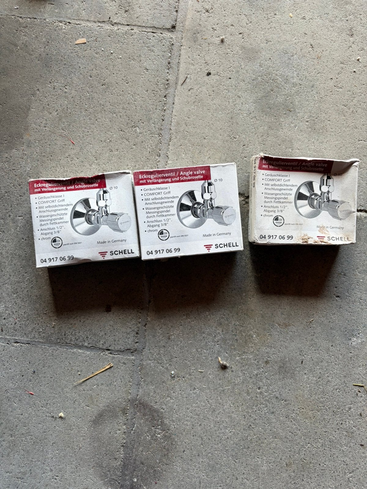 3 vannes de régulation d'angle SCHELL 1/2 » — 04 917 06 99, Enlèvement ou Envoi, Comme neuf