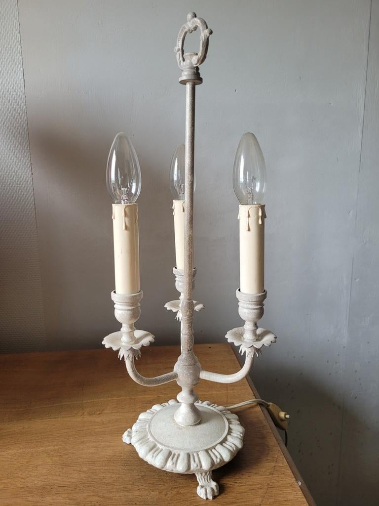 Pied de lampe stylisé/cuivre patine écru/50cm haut, Enlèvement ou Envoi