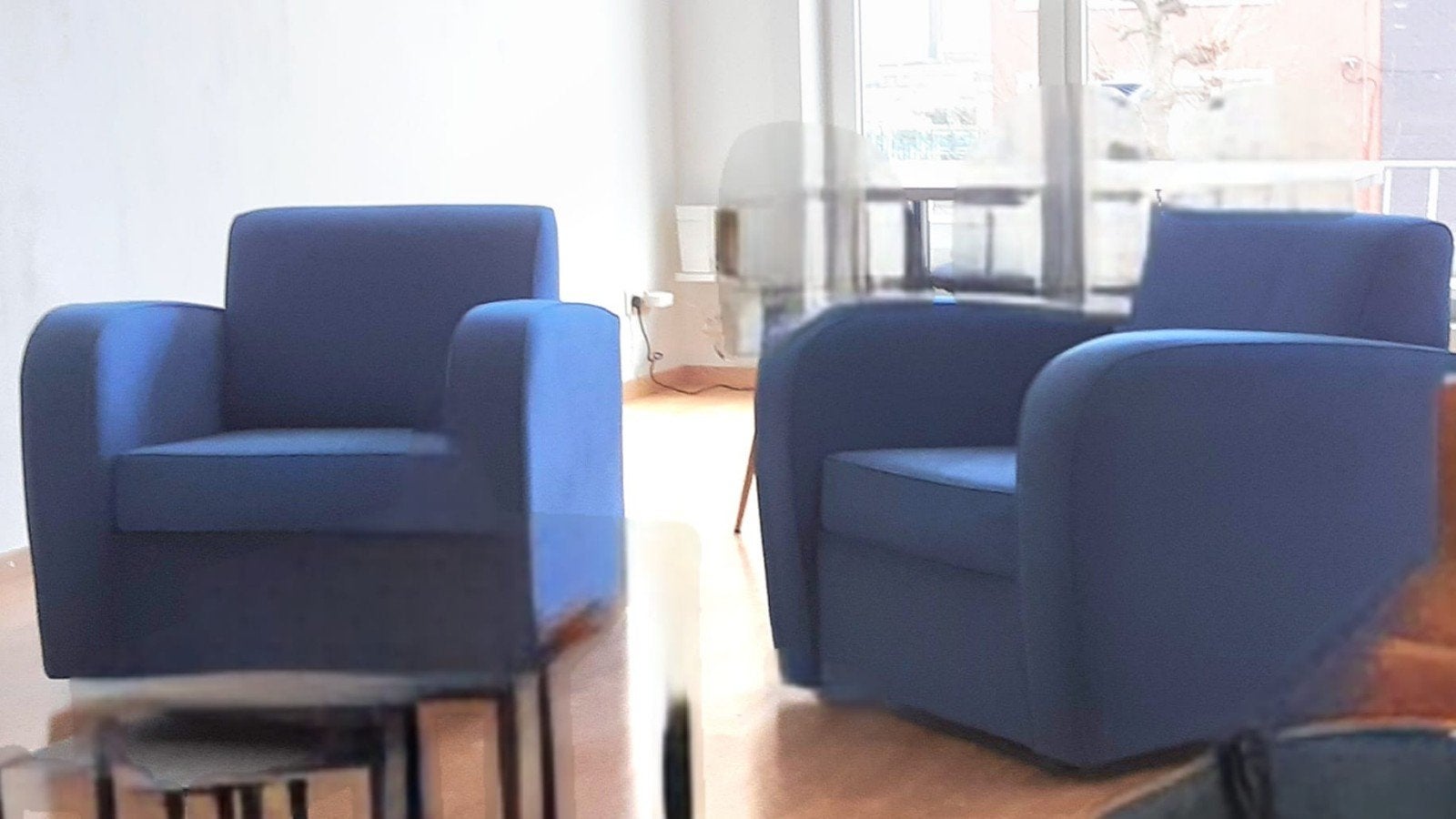 Blauwe kubuszetels set van 2, Huis en Inrichting, Fauteuils, Ophalen