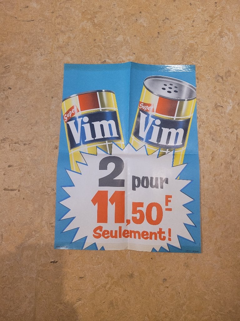 ancienne publicité Delhaize Vim, Enlèvement ou Envoi, Utilisé, Panneau publicitaire