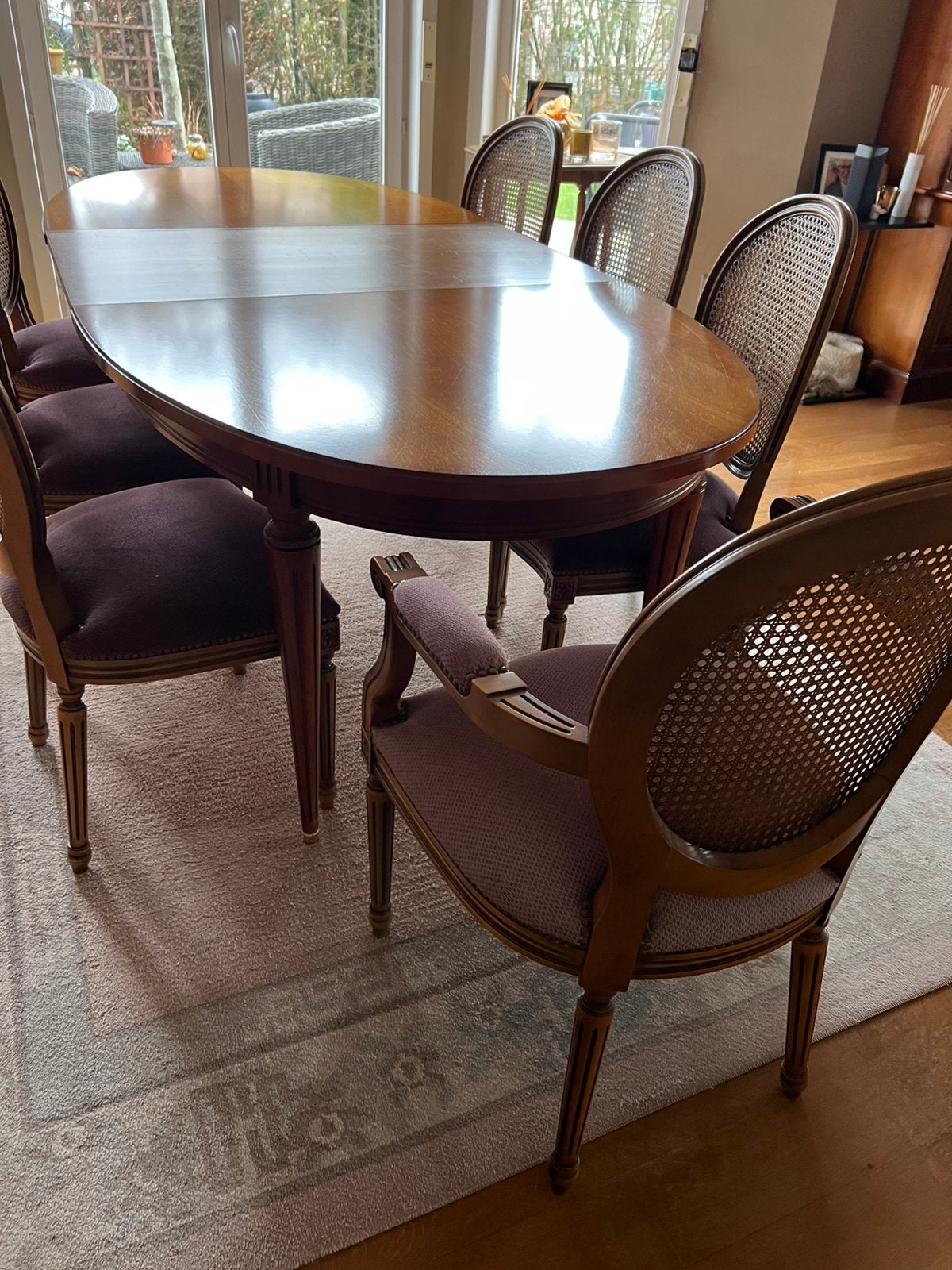 Ovale kerselaarhouten tafel 170cm/230 breedte 105, Ophalen, Gebruikt, 100 tot 150 cm, 200 cm of meer