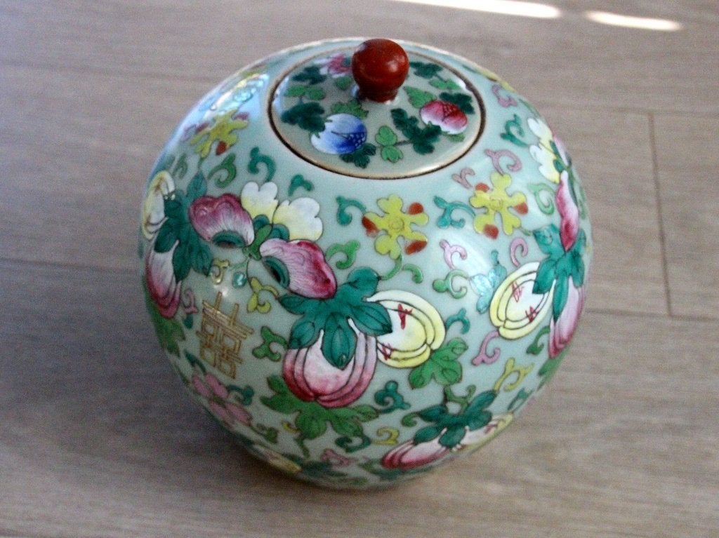 Chinese dekselvaas gemberpot met decor 19de eeuw porselein, Ophalen