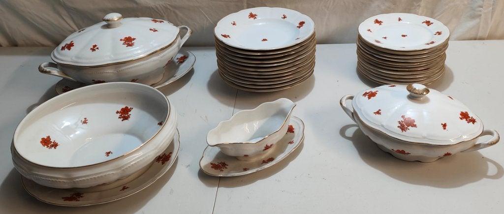 Bel ensemble de vaisselle vintage en porcelaine., Service complet, Vintage, Comme neuf, Enlèvement
