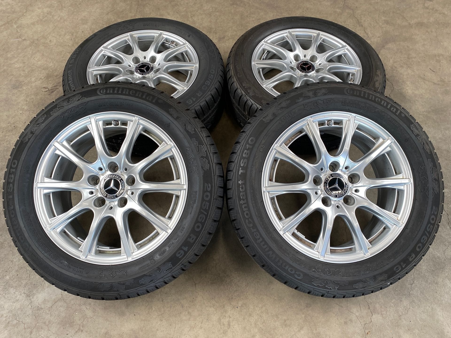 16 inch originele velgen + winterbanden Mercedes C klasse, Gebruikt, -, Banden en Velgen, -