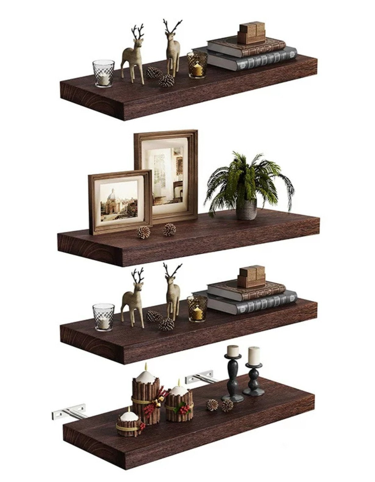 Lot de 4 Étagères Murales en Bois Massif Style Scandinave, Enlèvement ou Envoi, Neuf