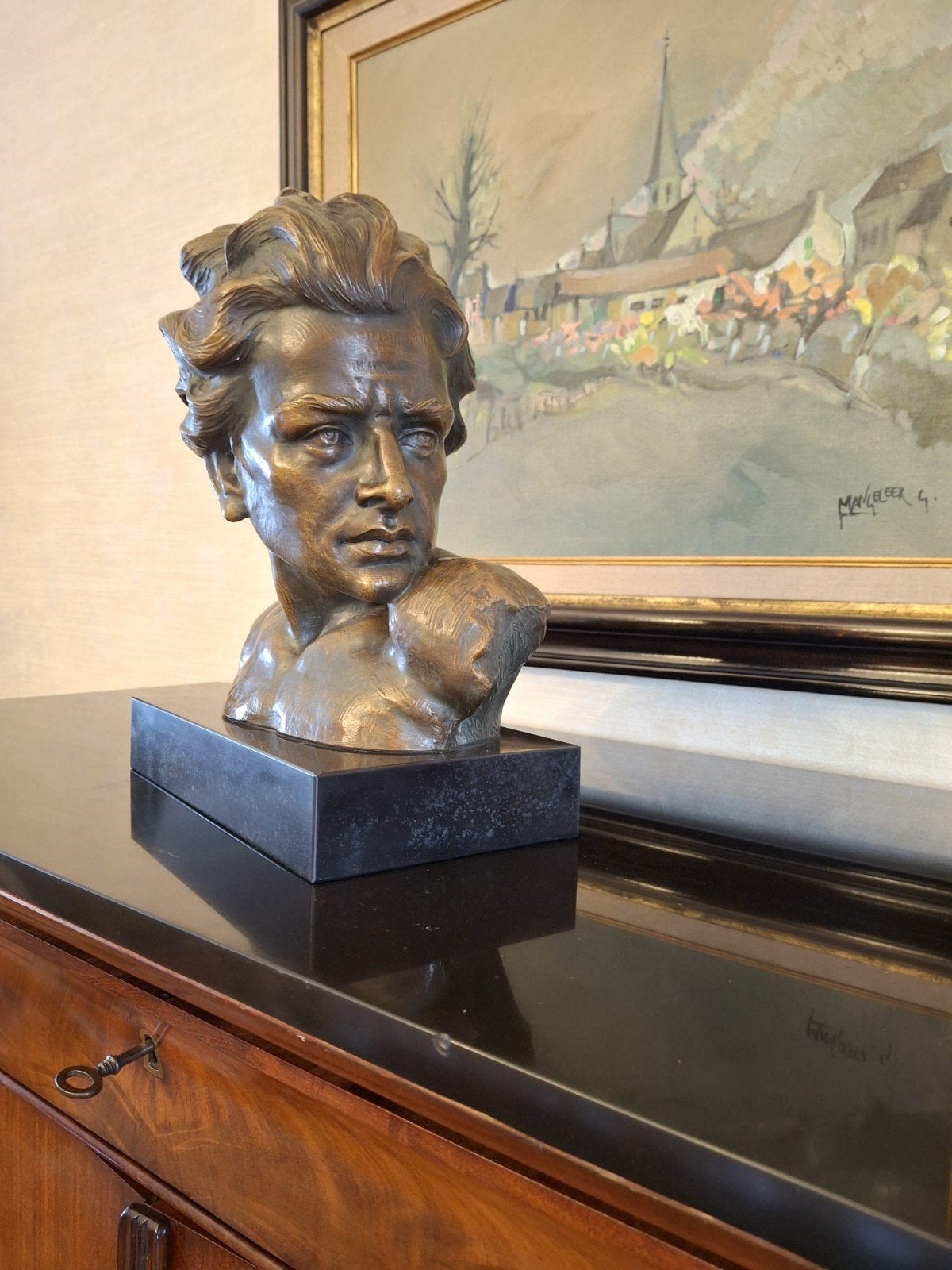 Bronzen borstbeeld te koop wegens verhuis van ouders, Antiquités & Art, Enlèvement