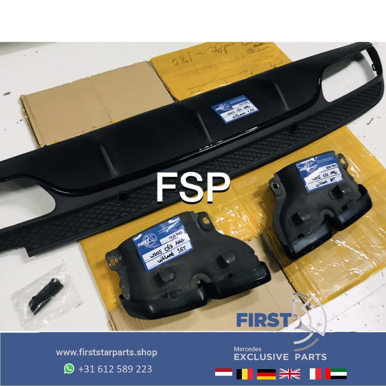 W205 C63 AMG Diffuser + UITLAAT SIERSTUKKEN voor Mercedes C, Utilisé, -, -, Enlèvement ou Envoi