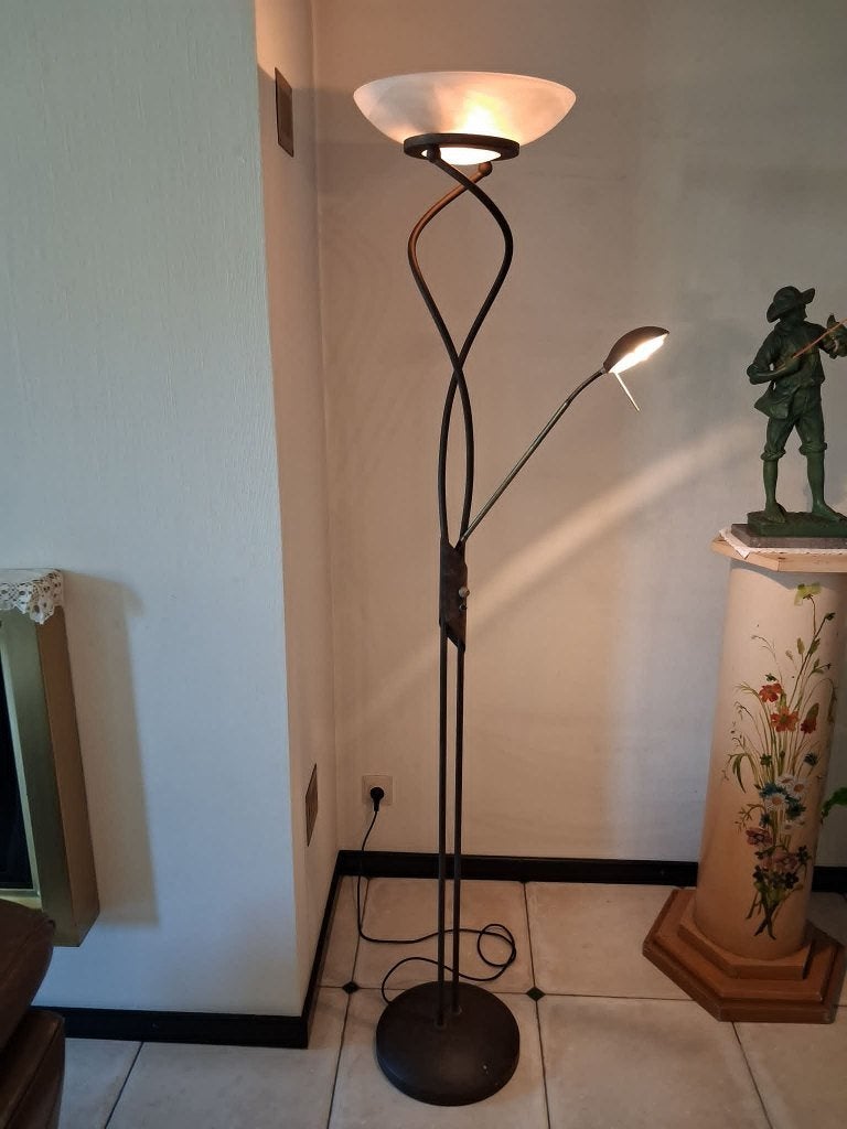 Sfeervolle staanlamp combi uplighter & leeslamp in Temse, Ophalen, Gebruikt, Glas, 150 tot 200 cm