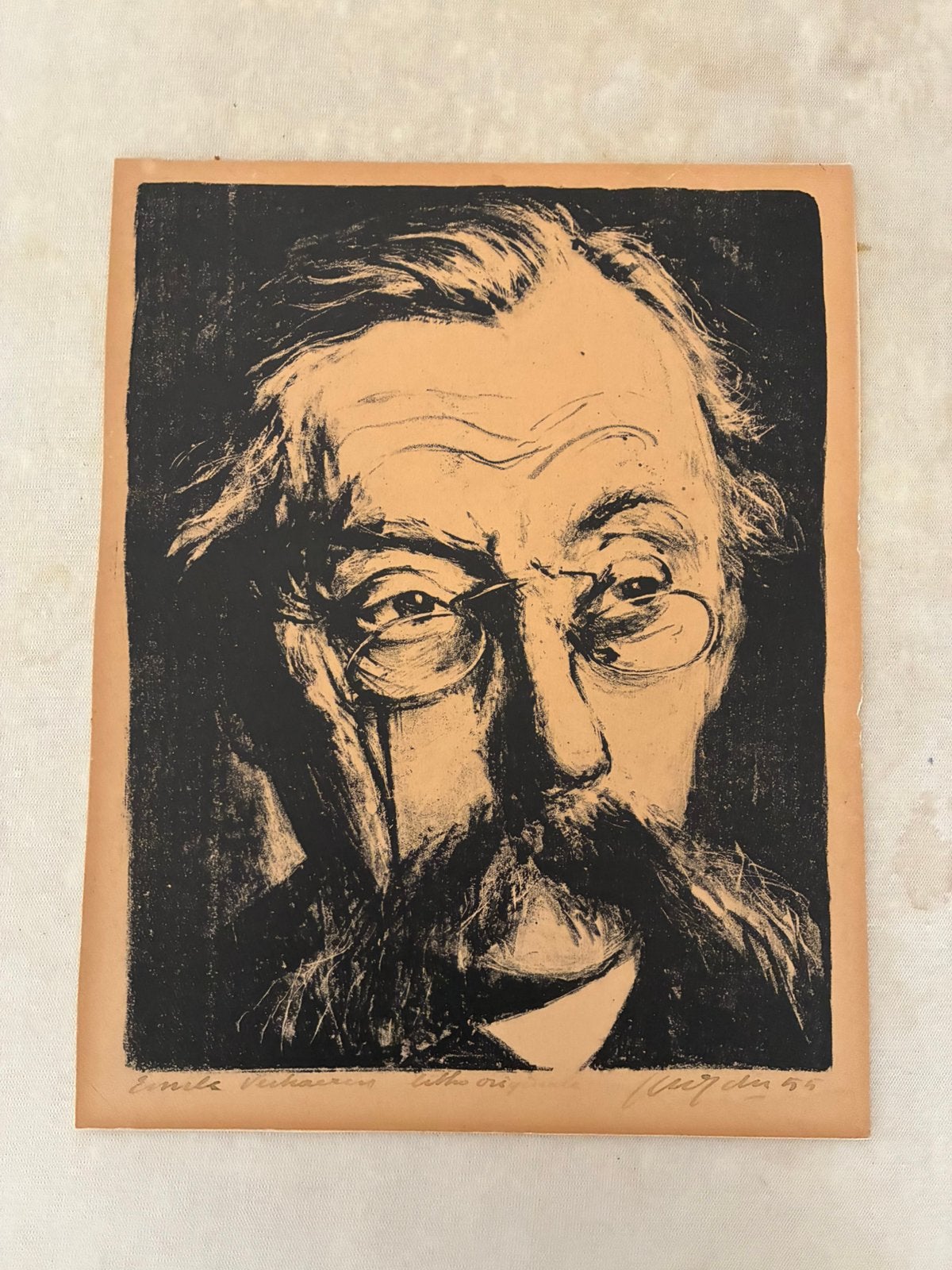 Litho Emile Verhaeren nu KVV VN, Ophalen of Verzenden, Gesigneerd