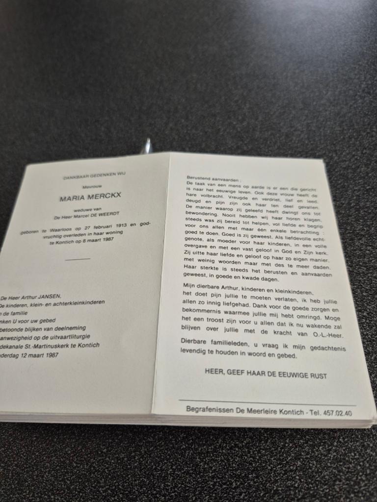 Bidprentjes Waarloos, Envoi