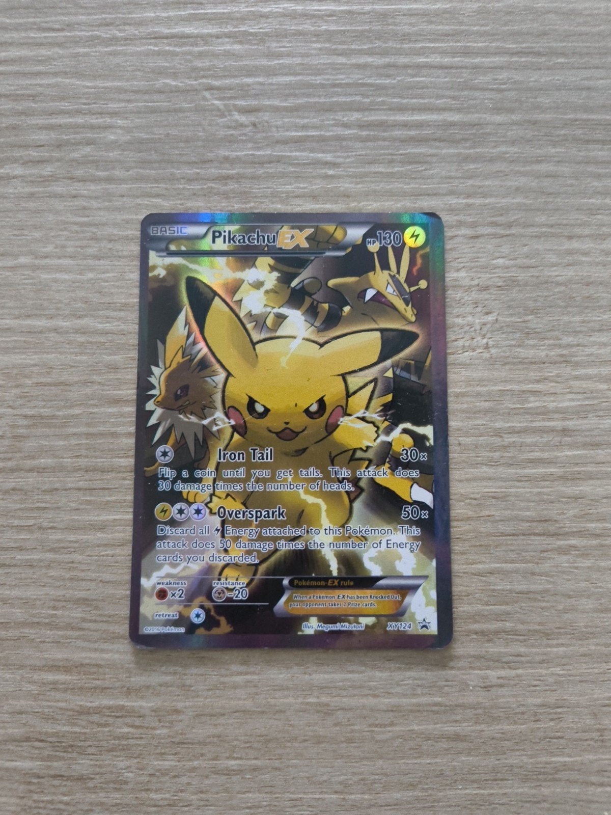 zeldzame Pikachu EX kaart met nummer XY124, Ophalen, Gebruikt, Losse kaart, Foil