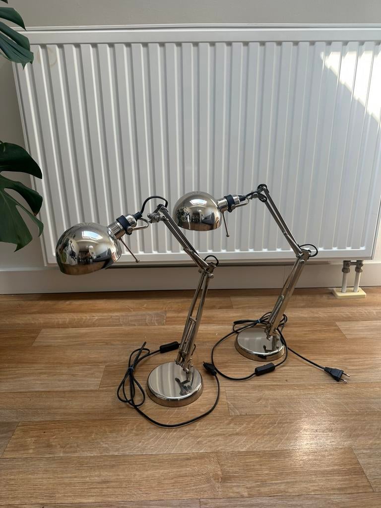 Lot de 2 lampes vintage en inox, Vintage, Enlèvement, Utilisé, Métal