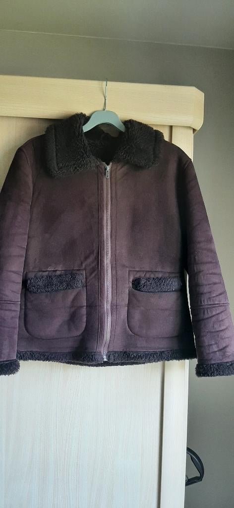 mantel daim, Ophalen of Verzenden, Zo goed als nieuw, Maat 38/40 (M), Bruin