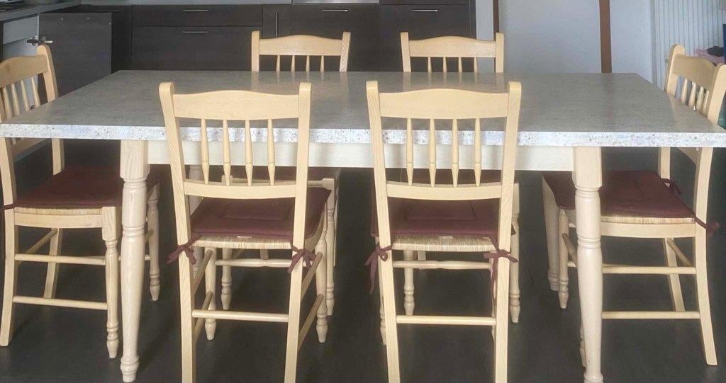 Table 6 pers et 6 chaises bois, Enlèvement, Utilisé