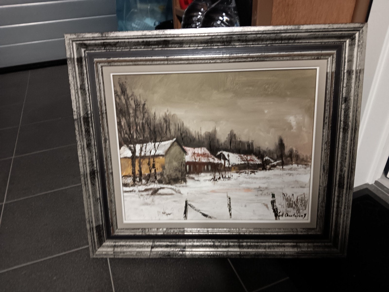 Schilderij winterlandschao, Ophalen