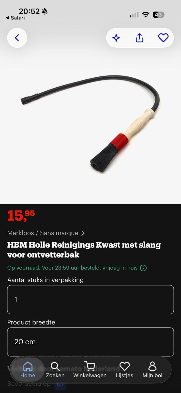 Hbm holle reinigingskwast voor ontvetterbak :NIEUW, Bricolage & Construction, Matériel de nettoyage, Enlèvement ou Envoi, Neuf