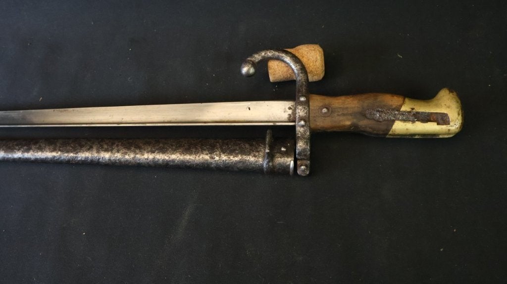 WO1 Franse M1874 Gras bajonet met schede, Verzamelen, Ophalen of Verzenden
