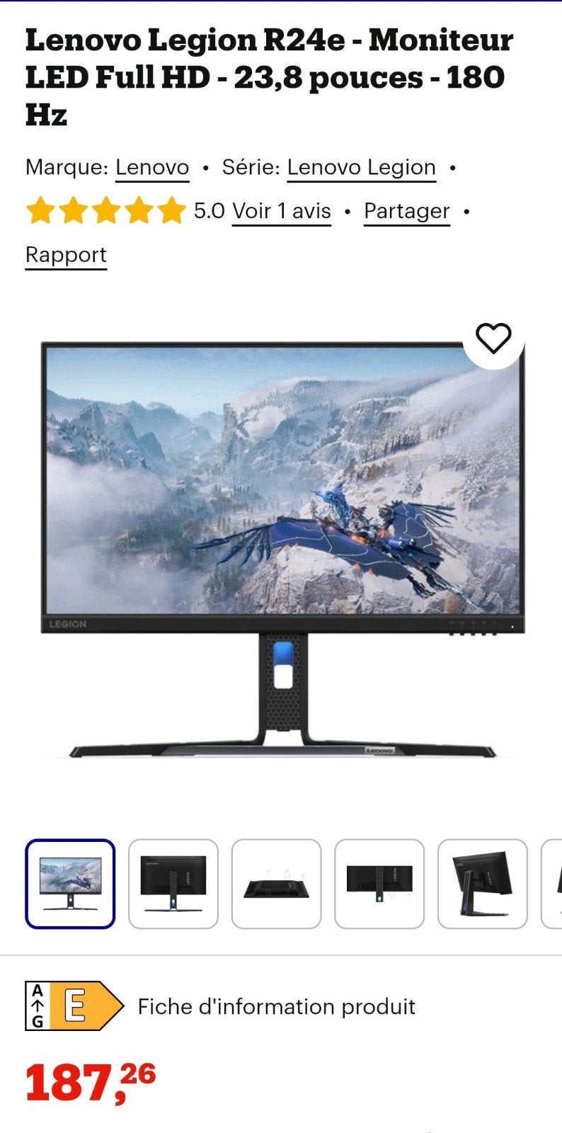 Écran gaming Lenovo Légion R24e FHD comme neuf !!, Informatique & Logiciels, Enlèvement