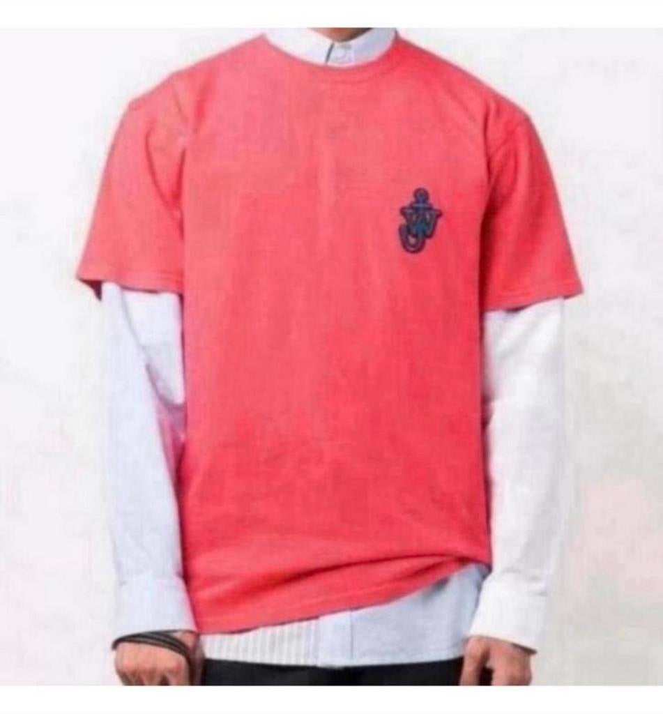 JW ANDERSON Katoenen T-shirt ankerpatch anker Roze maat L, Ophalen of Verzenden, Zo goed als nieuw, Maat 52/54 (L), Roze