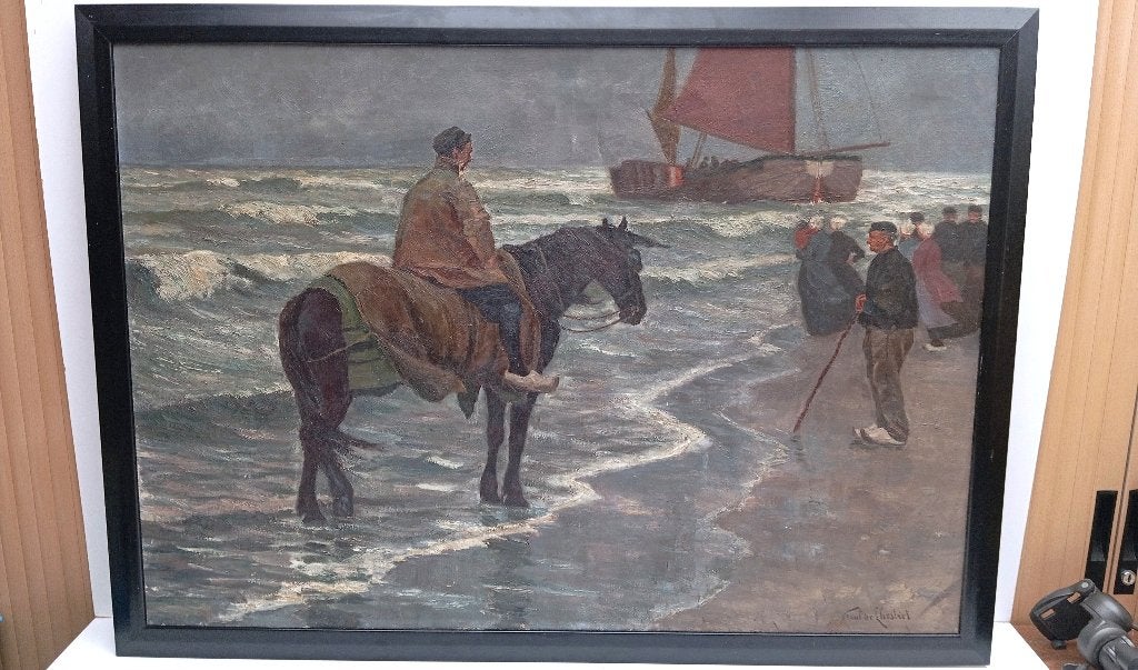 PAUL DE CHESTRET (1875-1942) GROOT SCHILDERIJ, Antiek en Kunst, Ophalen of Verzenden, Gesigneerd, Olieverf, Figuren