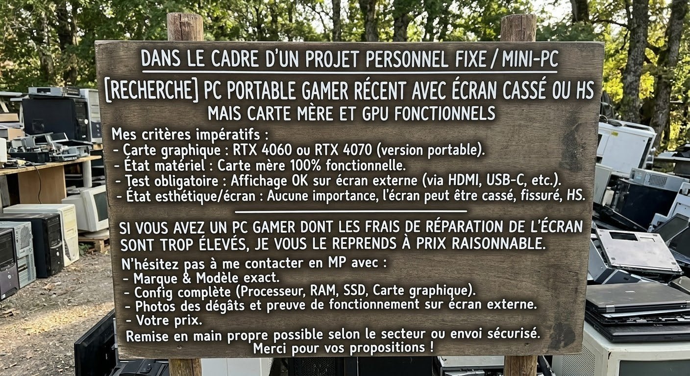 Acheteur pc portable gaming cassé mais carte mère fonctionne, Enlèvement ou Envoi