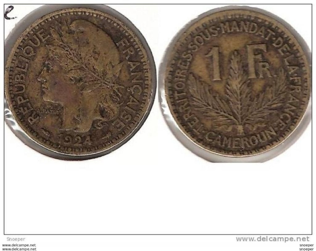 Cameroun cameroon 1 franc 1924 km 2 vf+, Envoi, Autres pays, Monnaie en vrac
