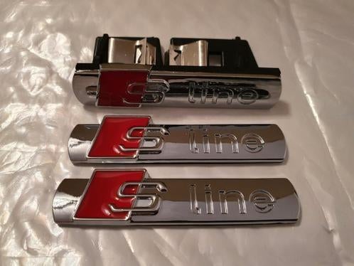 Logos Audi Sline pour garde-boue + calandre chromés ou noirs, Neuf, Enlèvement ou Envoi, Droite, Garde-boue