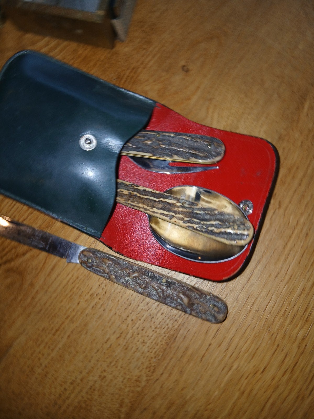 kampeersbestek vintage. echte hertshoorn, Ophalen of Verzenden