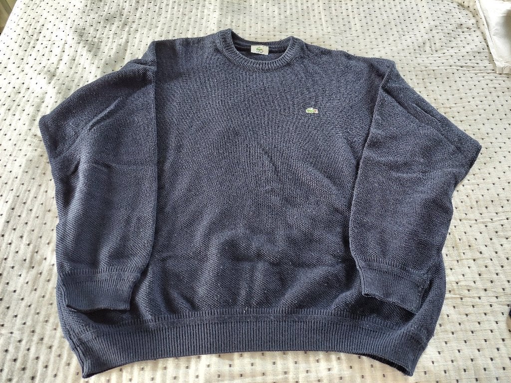 Pull LACOSTE homme Taille 8 (XXXL) bleu marine col rond, Porté, Bleu, Autre, Enlèvement