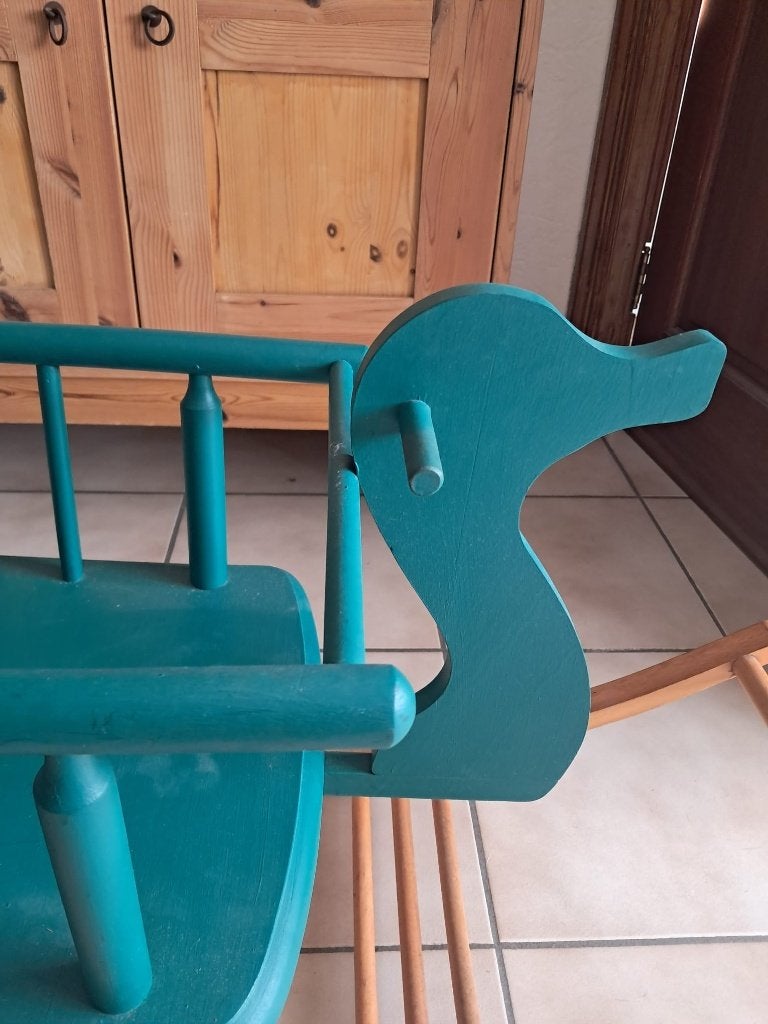schommelstoel, Ophalen, Zo goed als nieuw, Blauw, Hout