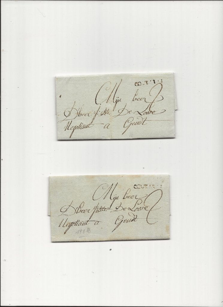 2 voorlopers Oostenrijkse Nederlanden van Kortrijk naar Gent, Timbres & Monnaies, Enlèvement ou Envoi