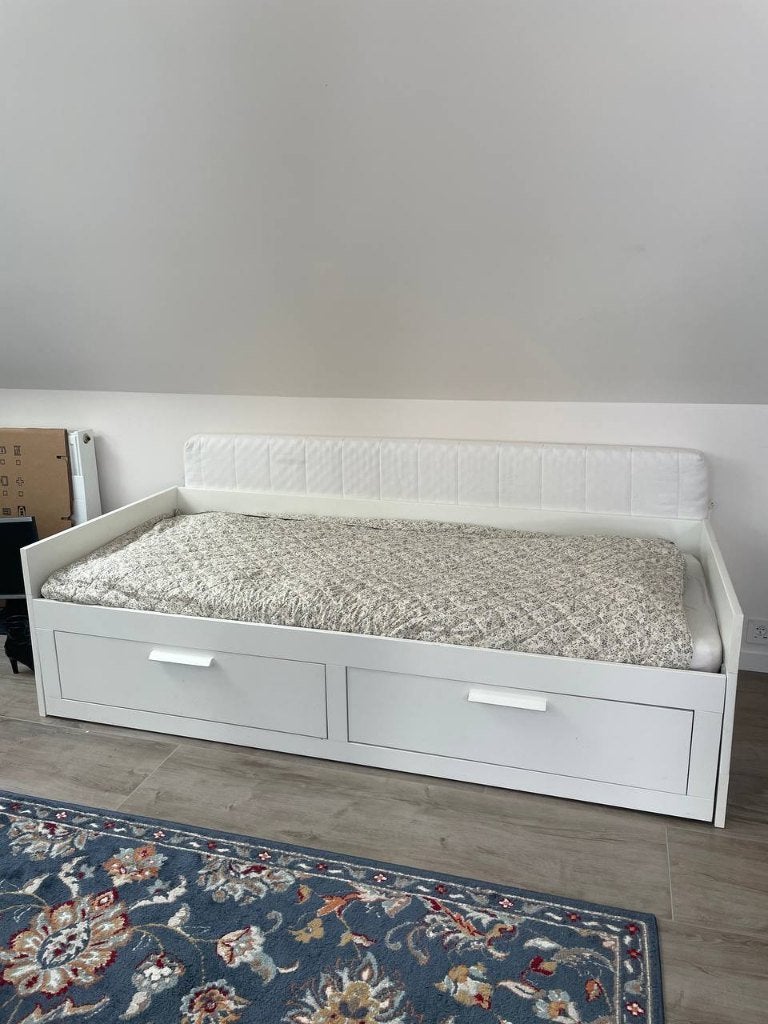 Lit dépliable Ikea BRIMNES | Avec 2 matelas, Utilisé, Deux personnes, Enlèvement, 80 cm